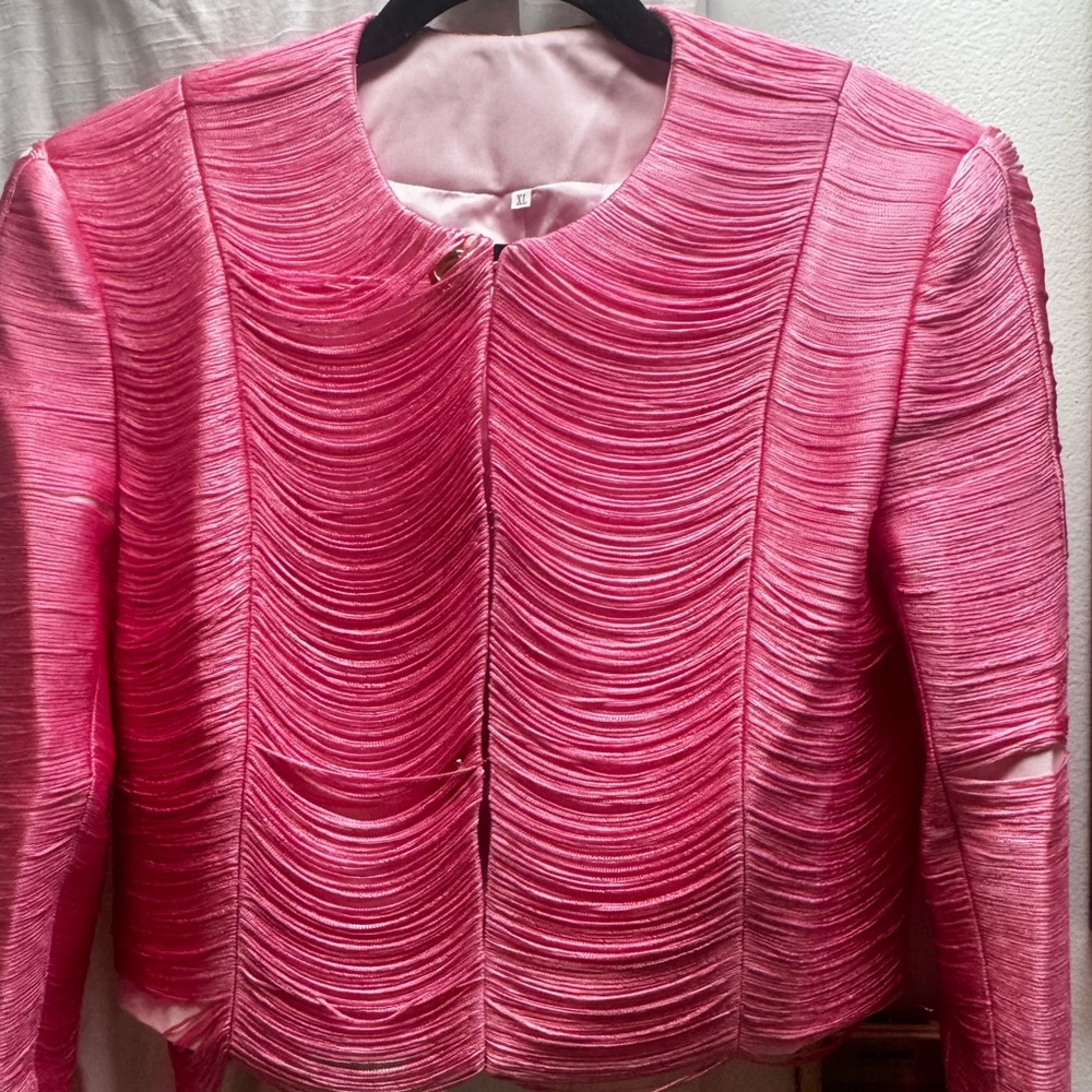 Pink Textured Long Sleeve Jacket